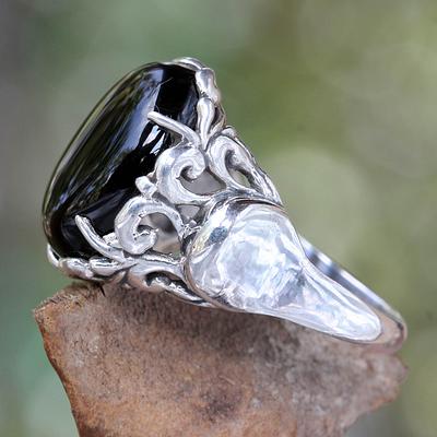 Handcrafted Sterling Silver and Onyx Ring