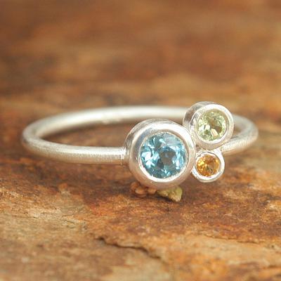 Handmade Blue Topaz and Citrine Cocktail Ring