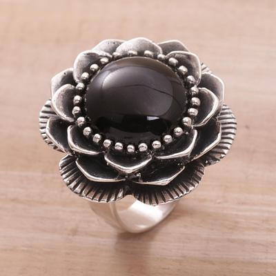 Handmade Onyx and Sterling Silver Cocktail Ring