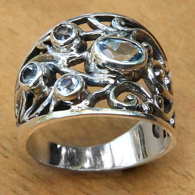 Handmade Sterling Silver Turquoise and Obsidian Ring