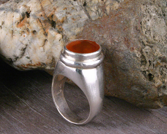 Hessonite Ring, Silver Ring, Tribal Ring, Ethnic Jewelry, Mineral & Stone Ring, India, Statement Ring, Gemstone Ring
