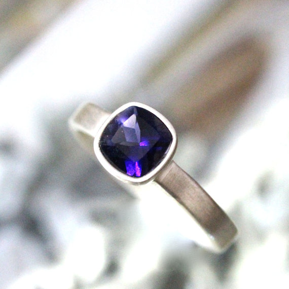 Iolite Sterling Silver Ring, Gemstone RIng, Cushion Shape Ring, No Nickel, Eco Friendly, Engagement Ring, Stacking Ring