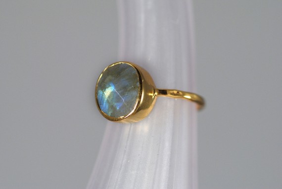 Labradorite Ring - Gemstone Ring - Stacking Ring - Gold Ring - Round Ring