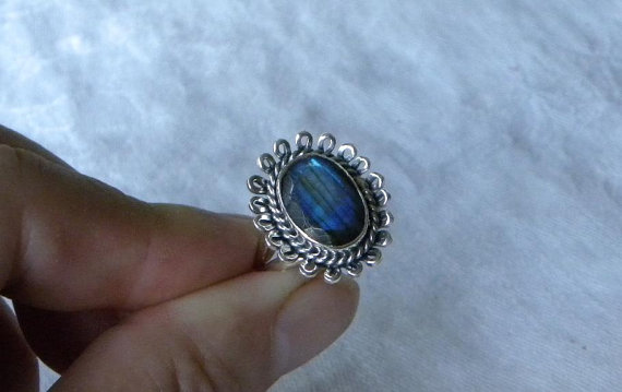 Labradorite Ring Handmade Amazing Blue Flash Gemstone Fine Sterling Silver Ring Blue Labradorite Jewelry