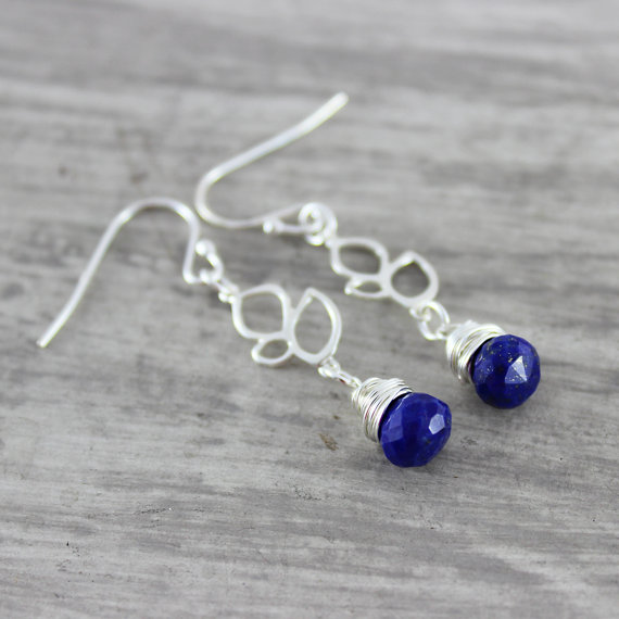 Lapis Lazuli Earrings - Blue Lapis Lazuli Earrings - Dark Blue Gemstone Earrings - Silver Earrings - Silver Lapis Lazuli Earrings - Teardrop