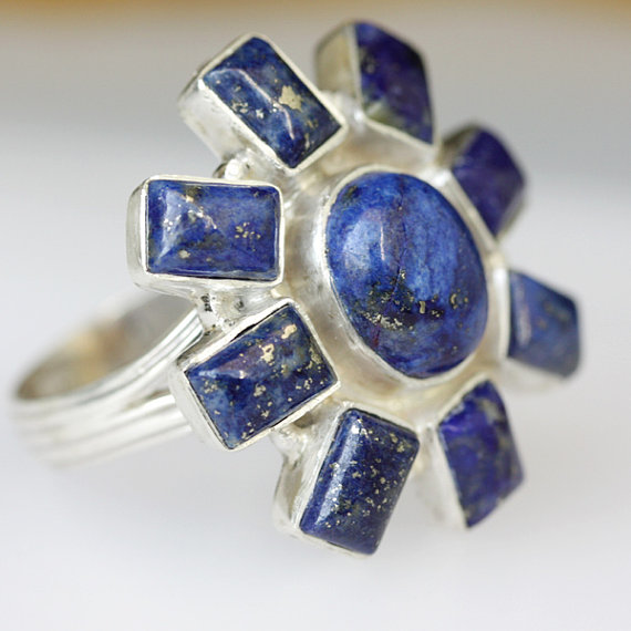Lapis Lazuli Ring, A Stone Of Protection Blue Color Solid Sterling Silver Gemstone
