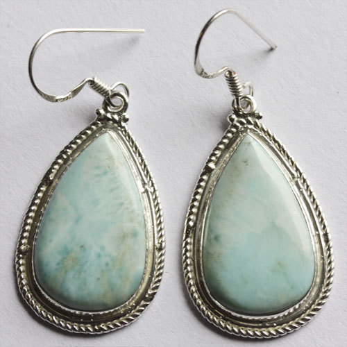 Larimar Gemstone Earring 925 Solid Silver Handmade Jewelry