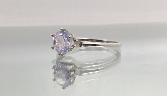 Lavender Moon Quartz Ring - Unique Gemstone Ring - Sterling Silver Solitaire Ring