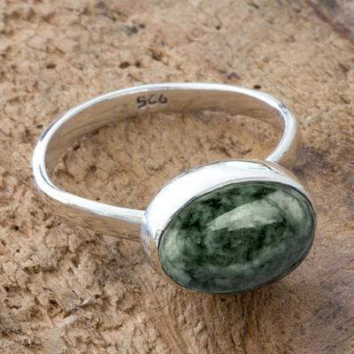 Light Green Guatemalan Sterling Silver Ring