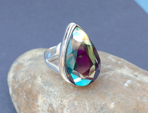 MYSTIC QUARTZ Ring - Size 9 Ring - 925 Sterling Silver Ring - Mystic Quartz hydro ring - Women Ring