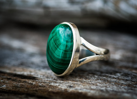 Malachite Ring - Malachite Gemstone Ring, Green Malachite Ring - Malachite Jewelry - Ring Size 8 - Malachite Ring - Unisex Malachite Ring