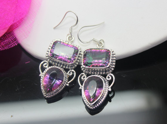 Mystic Topaz Earrings, Sterling Silver Earrings, Gemstone Earrings