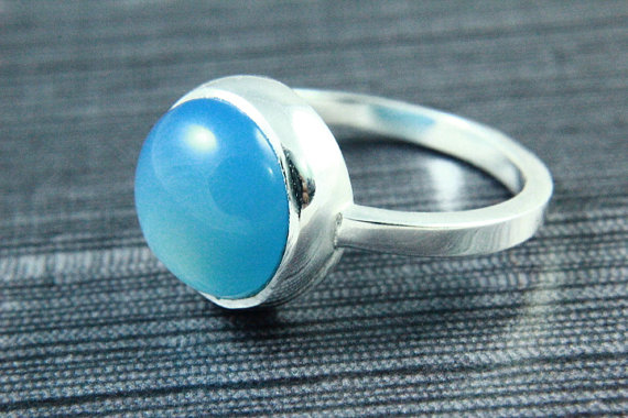 Natural Blue Chalcedony Ring, Blue chalcedony Ring, Gemstone Ring, 925 Silver Plated, Silver Ring, Gemstone Jewelry