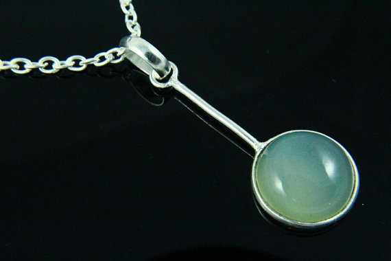Natural Peru Chalcedony Necklace, Chalcedony Pendant, Gemstone Necklace, 925 Silver Plated, Silver Necklace, Gemstone Jewelry