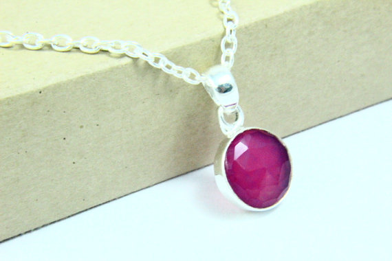 Natural Pink Chalcedony Necklace, Pink Chalcedony Pendant, Gemstone Necklace Stone Jewelry, 925 Silver Plated, Gemstone Jewelry