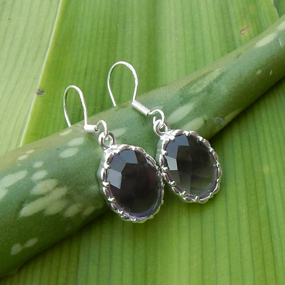 Natural Purple Amethyst Gemstone Earrings  Birthstone Earrings  Bezel Set Handmade Earrings  Designer Earrings