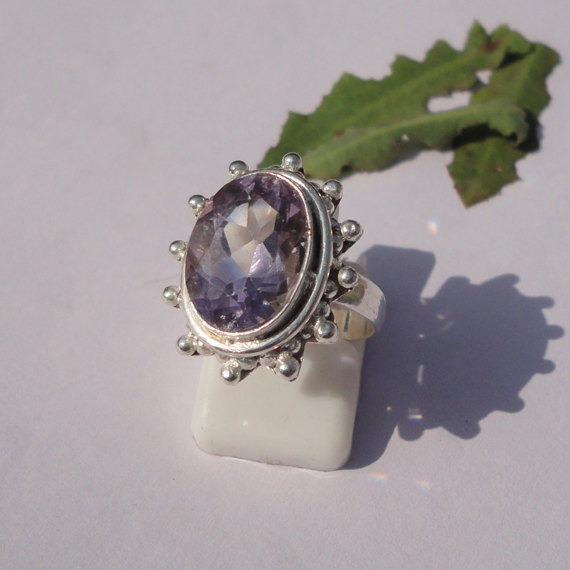 Natural Purple Amethyst Gemstone Ring - Bezel Set Artisan Ring - Handmade Designer Ring - Best Gift - All Ring Size - Birthstone Ring