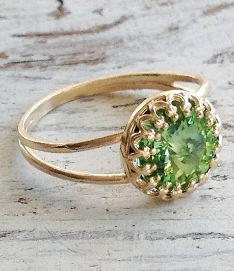 Peridot ring, Gold ring, gemstone ring, cocktail ring, stacking ring