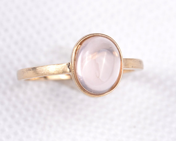 Pink Quartz 14K Solid Gold Ring