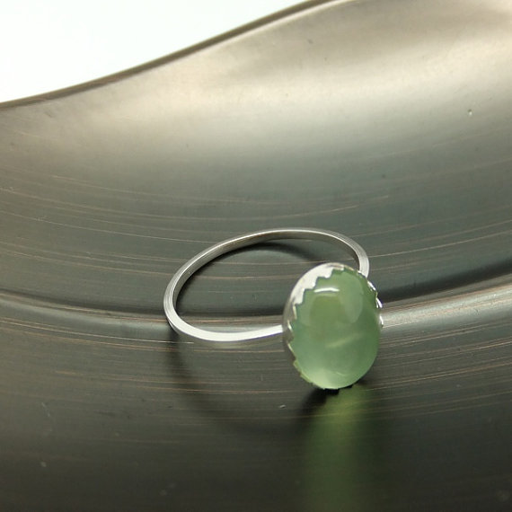 Prehnite Ring, Sterling Silver Ring, Stacking Ring, Stacker Ring, Mint Green Ring, Handmade Ring, Personalized Ring, Custom Size Ring