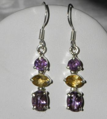 Purple Amethyst Earrings Citrine Fine Handmade Dangling Semiprecious Gemstone Earrings Sterling Silver  Off Women's Jewelry