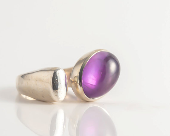 Purple Amethyst Ring - 925 Sterling Silver Ring - adjustable gemstone ring - anniversary gift idea