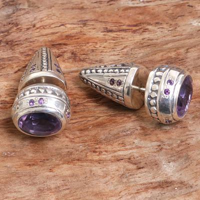 Purple Amethyst Stud Earrings 