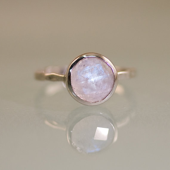 Rainbow Moonstone Rings - June Birthstone Ring - Gemstone Ring - Stacking Ring - Sterling Silver Ring - Round Ring