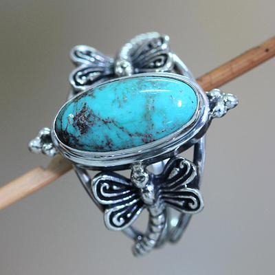 Reconstituted Turquoise and Sterling Silver  Ring