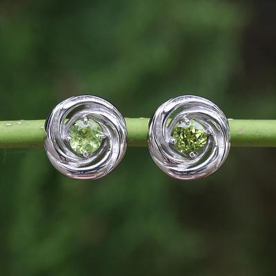  Sterling Silver and Peridot Thai Earrings