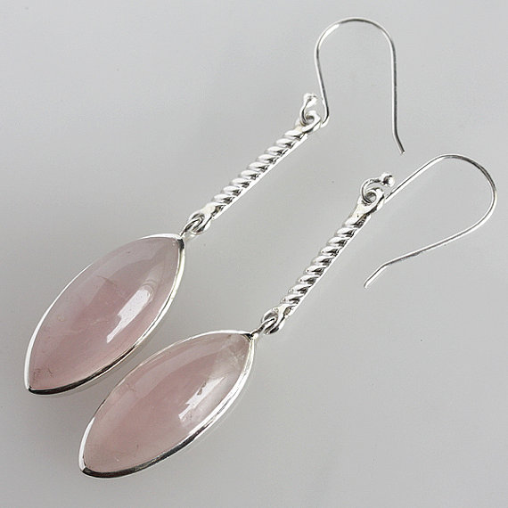 Rose Quartz Earring, Resonates Loving Goddess Energy, Love Stone, Pink Color, Solid Sterling Silver Gemstone