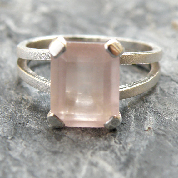 Rose Quartz Engagement Ring Love Gemstone Ring Rose Quartz Ring Sterling Silver Ring , Rose Quartz Jewelry Pink Quartz Ring