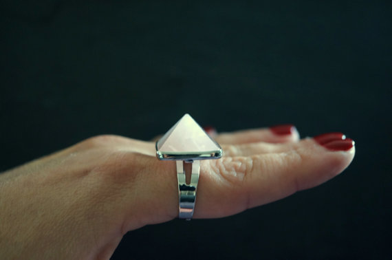 Rose Quartz Ring  Silver Ring  Gemstone Ring Rose Quartz Natural Jewelry Crystal Ring Quart Ring