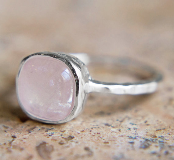 Rose Quartz Ring - with Textured Sterling Silver