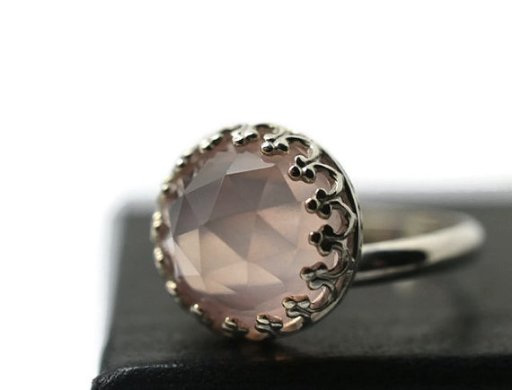 Rose Quartz Ring, Natural Gemstone Jewelry, Pink Jewel Ring, Sterling Silver Jewelry, Handforged Ring, Romantic Jewelry