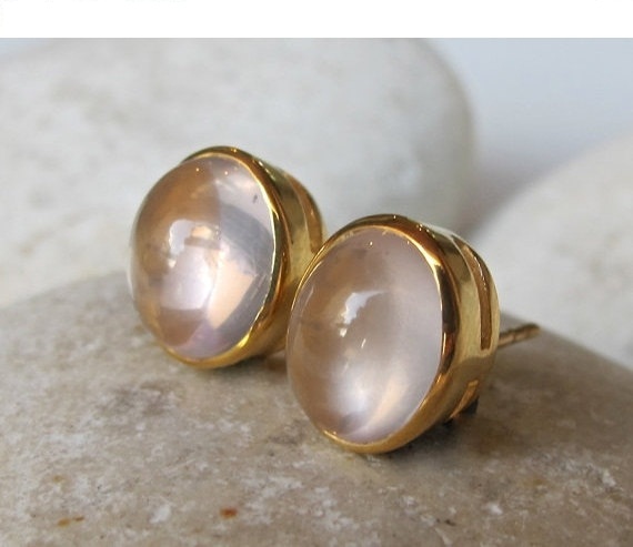 Rose Quartz Stud- Quartz Earrings- Pink Earring- Rose Gold Earring- Gemstone Earring- Pink Quartz Earring- Pink Stud Earring