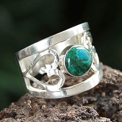 Shaped Sterling Silver Band Chrysocolla Ring