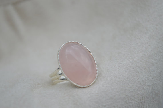 Silver plated Rose Quartz ring, statement ring, gemstone ring,pink stone ring,Antique effect ring,Antique style ring,Vintage style ring