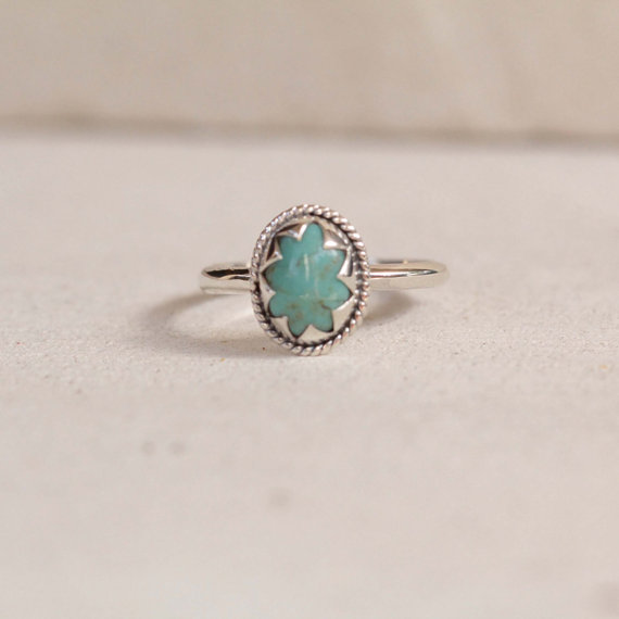 Simple Turquoise Sterling Silver Ring, Star Ring, Gemstone Ring, Customized, Small Ring, Stack, Stackable, Stacking Ring