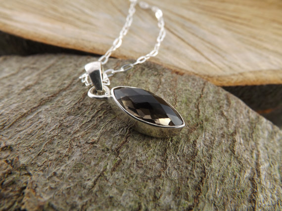 Smokey quartz gemstone pendant, smokey quartz jewellery, somey quartz solitaire pendant