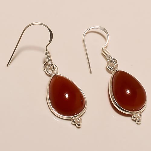 Sterling Silver Red Onyx Earring