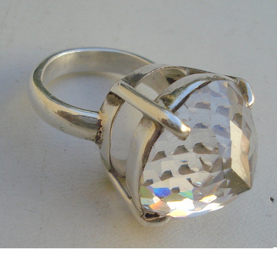 Sterling Silver Ring Cocktail Ring Crystal Gemstone ring handmade rings