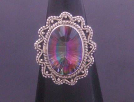 Sterling Silver Ring with Azotic Mystic Topaz Gemstone. Stunning 925 Sterling Silver Ring 208 with a Fabulous Mystic Topaz Gemstone