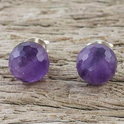 Sterling Silver and Amethyst Stud Earrings 