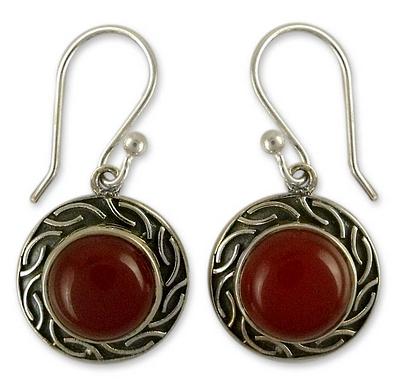 Sterling Silver and Carnelian Earrings, 'Delicious Elegance'