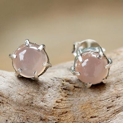 Sterling Silver and Chalcedony Stud Earrings 