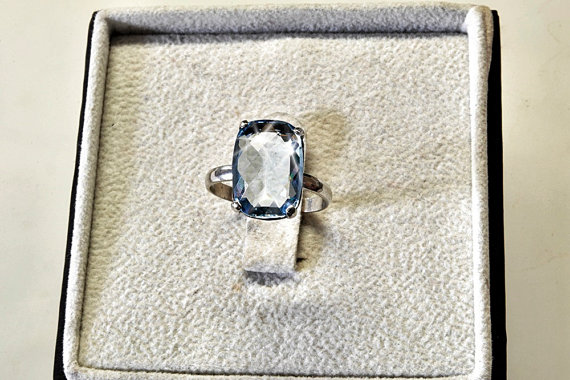 Sterling silver Blue Silver Crystal Ring genuine Crystal ring silver gemstone ring solitaire ring multistone rings silver