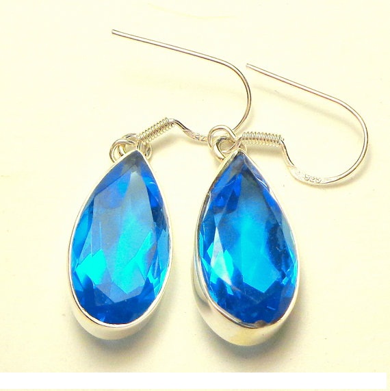 Topaz Earrings, Sterling Silver Earrings, London Blue Gemstone Earrings, Spring Colors, Gem Drop Earrings, Mother's Day, Natural Stones