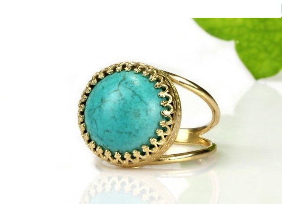 Turquoise ring,large statement ring,stone ring,gold ring,solid gold ring,rose gold ring,December birthstone ring