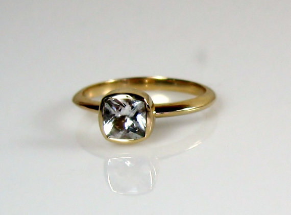 White Topaz 14K Gold Stackable Ring - Made to Order in Your Size
